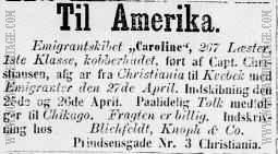 Newspaper ad for emigration